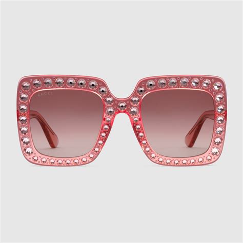 gucci oversize square-frame acetate sunglasses with crystals